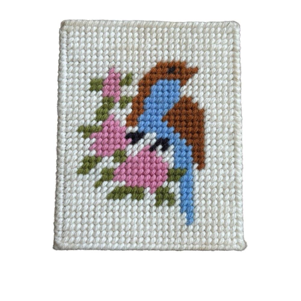 VTG Bird Square Tissue Box Cover Bathroom Decor Birder‎ Watcher Bluebird READ